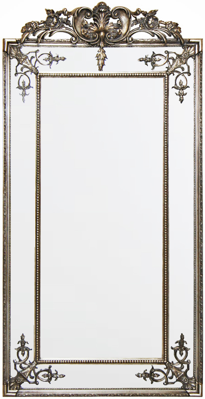 AF018AS Wall décor art mirror silver classic ornate rectangular vertical large
